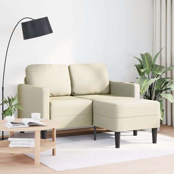 vidaXL Sofá 2 lugares com Chaise em L 125 cm couro artificial creme