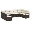 vidaXL Conjunto de Sof&aacute;s com almofada 9 pcs Castanho vime PE