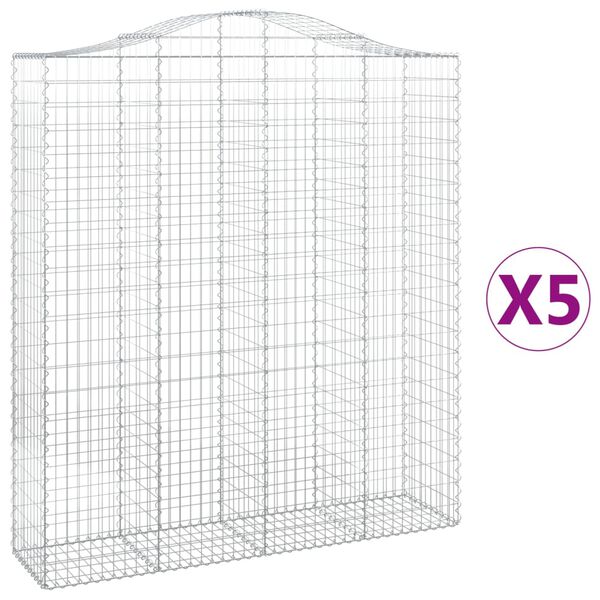 vidaXL Cestos gabi&atilde;o arqueados 5pcs 200x50x220/240cm ferro galvanizado