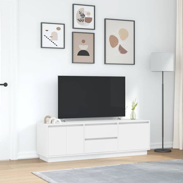 vidaXL M&oacute;vel de TV com luzes LED 160,5x41x50 cm branco