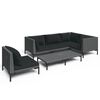 vidaXL 6 pcs conj. lounge jardim c/ almofadões vime PE cinzento-escuro