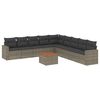 vidaXL 10 pcs conjunto sof&aacute;s de jardim c/ almofad&otilde;es vime PE cinzento