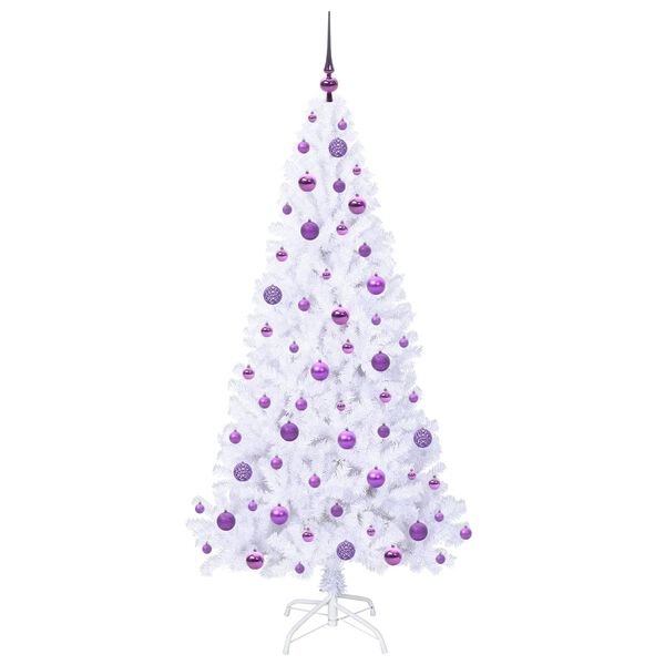 vidaXL Árvore de Natal Artificial com 300 LEDs Branco 180 cm PVC e Aço