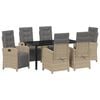 vidaXL Conjunto de Jantar para Jardim 7 unid. Bege vime PE