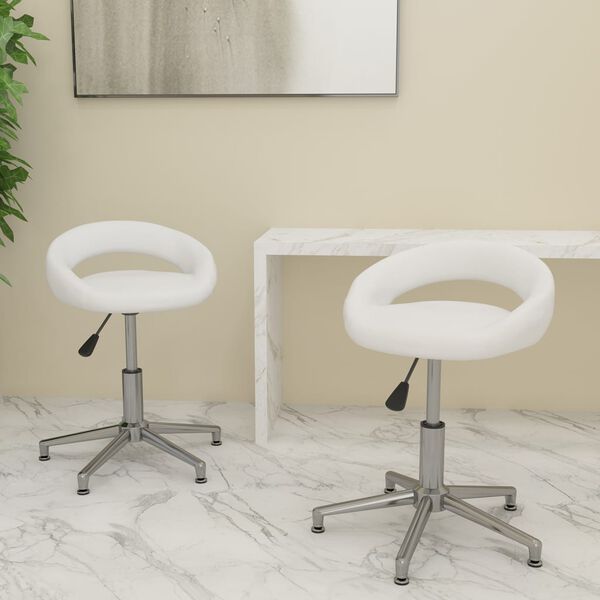 vidaXL Cadeiras de jantar girat&oacute;rias 2 pcs couro artificial branco