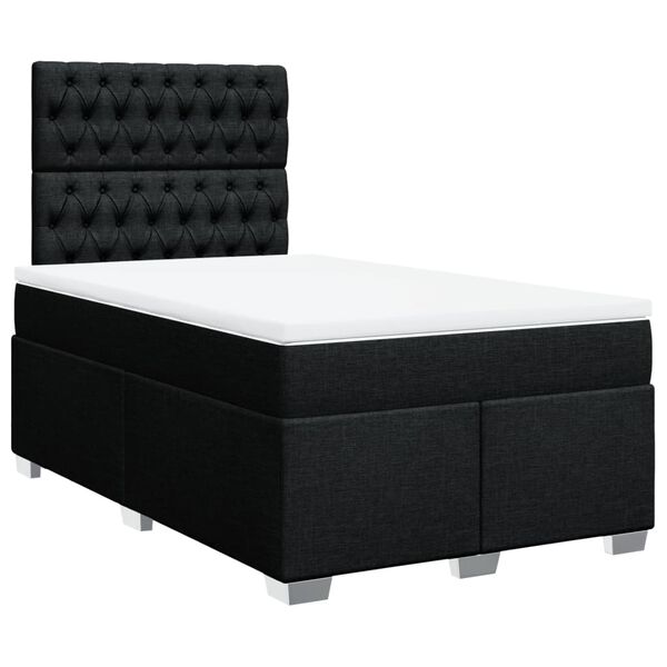 vidaXL Cama boxspring com colch&atilde;o 120x190 cm tecido preto