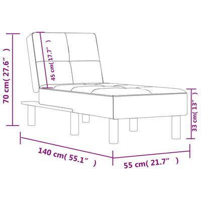 vidaXL Chaise longue couro artificial cinzento