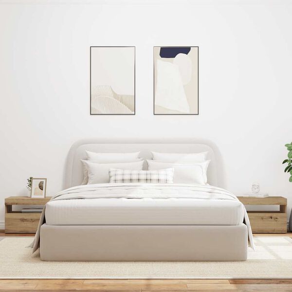 vidaXL Mesa cabeceira c/ LED derivados de madeira carvalho artisiano