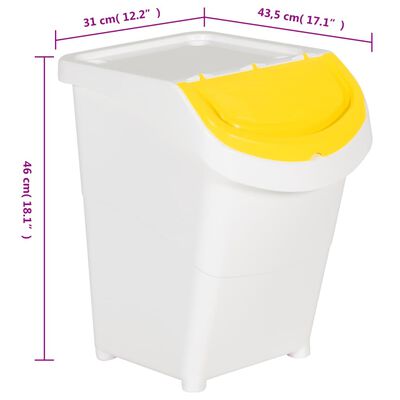 vidaXL Caixotes do lixo com tampa empilháveis 3 pcs 120 L PP branco