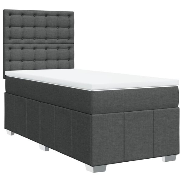 vidaXL Cama com molas/colch&atilde;o 90x190 cm tecido cinza-escuro