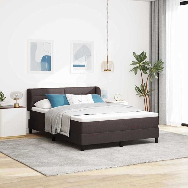 vidaXL Cama box spring com colch&atilde;o Castanho escuro 140 x 190 cm tecido