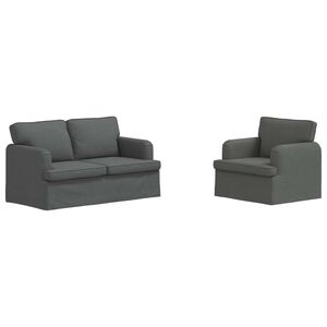 vidaXL Conjunto de Sof&aacute;s 2 unid. Cinza Escuro tecido