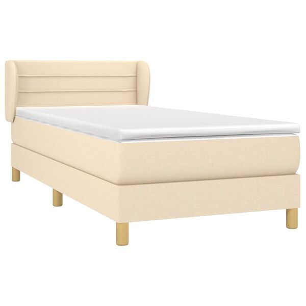 vidaXL Cama com molas/colch&atilde;o 90x190 cm tecido cor creme