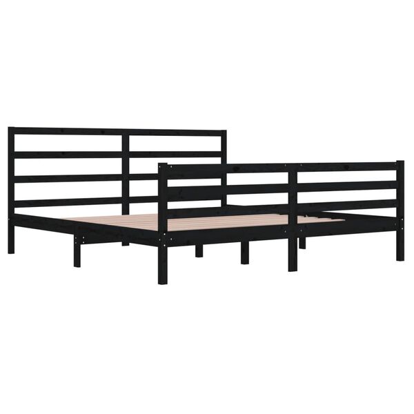 vidaXL Estrutura de cama 200x200 cm pinho maci&ccedil;o preto