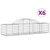 vidaXL Cestos gabi&atilde;o arqueados 6 pcs 200x50x40/60 cm ferro galvanizado