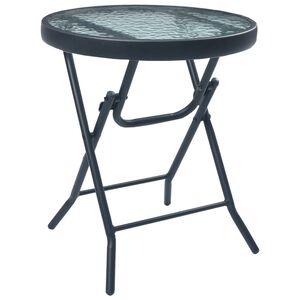 vidaXL Mesa bistr&ocirc; 40x46 cm a&ccedil;o e vidro preto