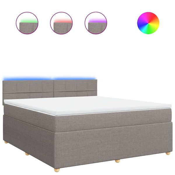 vidaXL Cama com molas/colch&atilde;o 180x200 cm tecido castanho-acinzentado