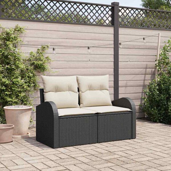 vidaXL Sofá de jardim Preto 124 x 62 x 69cm vime PE