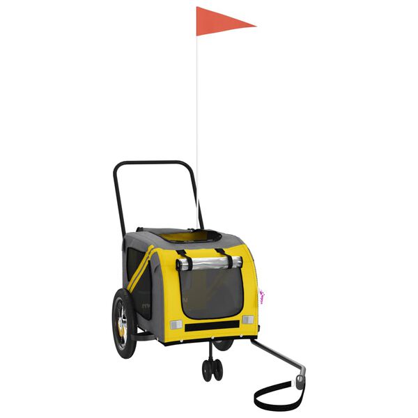 vidaXL Reboque bicicleta p/ animais tecido oxford/ferro amarelo/preto