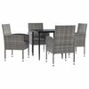 vidaXL 5pcs conjunto de jantar para jardim vime PE e a&ccedil;o cinza e preto
