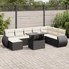 vidaXL 9 pcs conjunto de sof&aacute;s p/ jardim c/ almofad&otilde;es vime PE preto