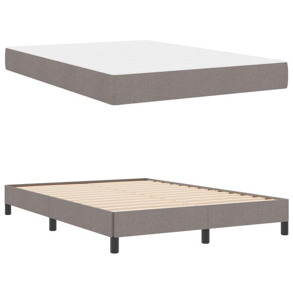 vidaXL Cama Box com colch&atilde;o Cinzento-acastanhado 160 x 200 cm tecido