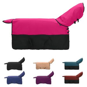 vidaXL Cobertor de Cavalo Rosa e Preto 115 cm Poli&eacute;ster