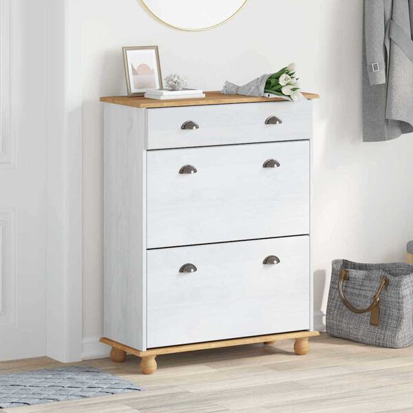 vidaXL Arm&aacute;rio de Sapatos com gaveta ASKIM Branco 85 x 35 x 108 cm