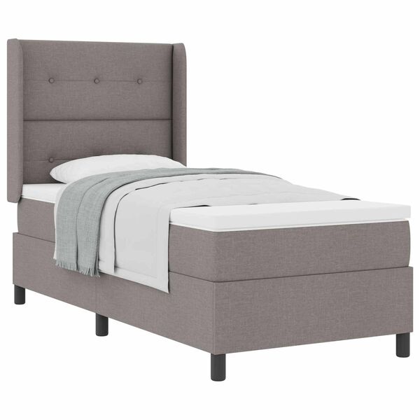 vidaXL Cama Box com colch&atilde;o Cinzento-acastanhado 190 x 90 cm tecido