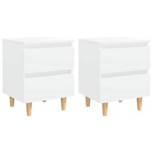 vidaXL Mesas de cabeceira 2 pcs c/ pernas de pinho 40x35x50 cm branco