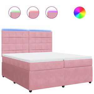 vidaXL Cama com molas/colch&atilde;o 200x200 cm veludo rosa