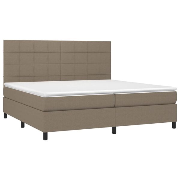 vidaXL Cama box spring colch&atilde;o/LED 200x200cm tecido cinza-acastanhado