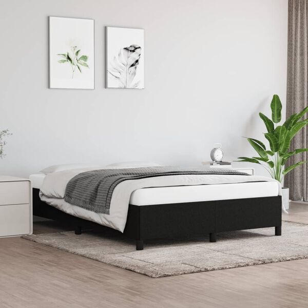 vidaXL Estrutura de cama sem colch&atilde;o 140x190 cm tecido preto