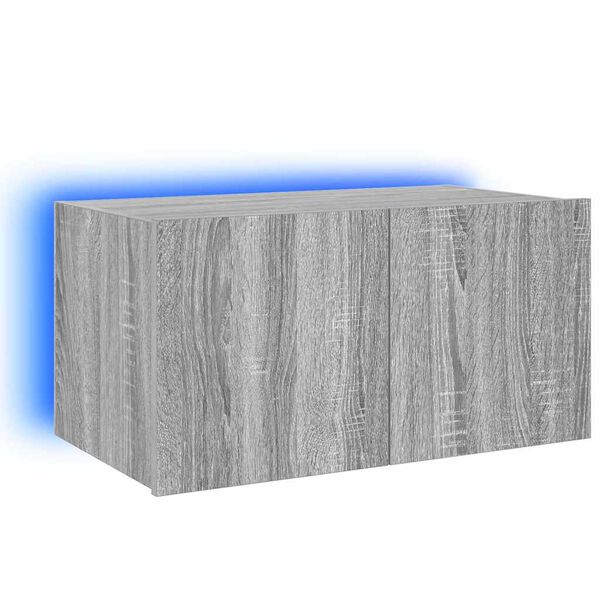 vidaXL M&oacute;vel de parede p/ TV c/ luzes LED 60x35x31 cm cinzento sonoma