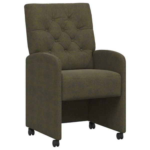 vidaXL Cadeiras de Jantar com Rodas com rodas 2 pcs Verde exército