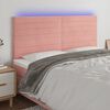 vidaXL Cabeceira de cama c/ luzes LED veludo 160x5x118/128 cm rosa