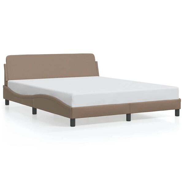 vidaXL Estrutura de cama Dover 160x200 cm couro artificial cappuccino