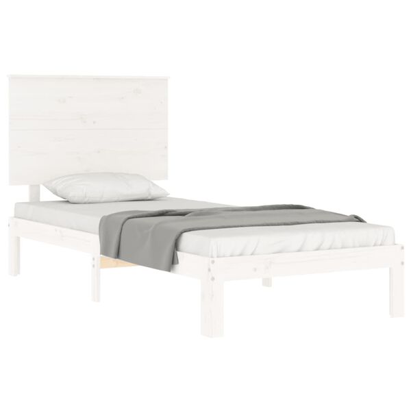 vidaXL Cama sem colch&atilde;o 90x200 cm madeira de pinho maci&ccedil;a branco
