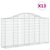 vidaXL Cestos gabi&atilde;o arqueados 13 pcs 200x30x100/120 ferro galvanizado