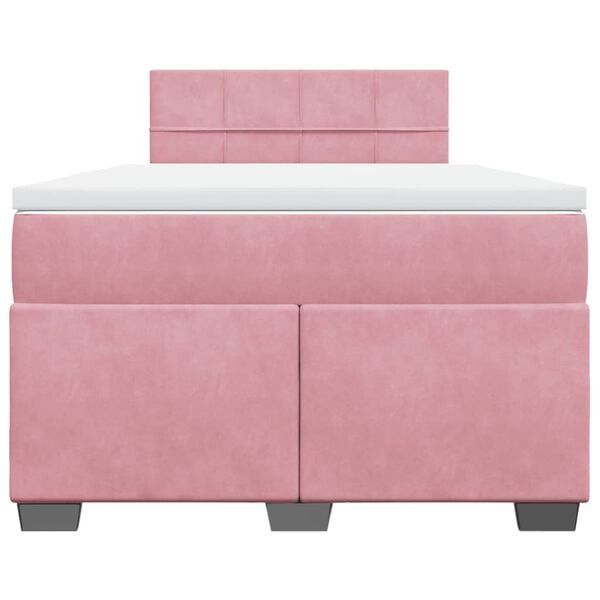 vidaXL Cama boxspring com colch&atilde;o 120x190 cm veludo rosa