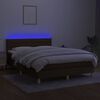 vidaXL Cama box spring c/ colch&atilde;o/LED 140x200cm tecido castanho-escuro