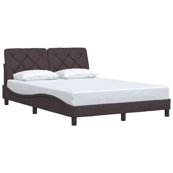 vidaXL Estrutura de cama sem colch&atilde;o 120x200 cm tecido castanho-escuro