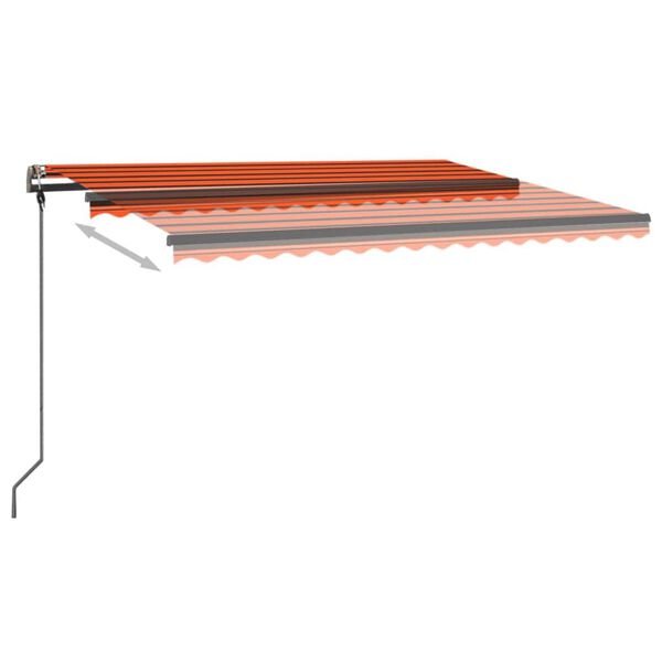 vidaXL Toldo autom&aacute;tico c/ LED e sensor de vento 4x3m laranja/castanho