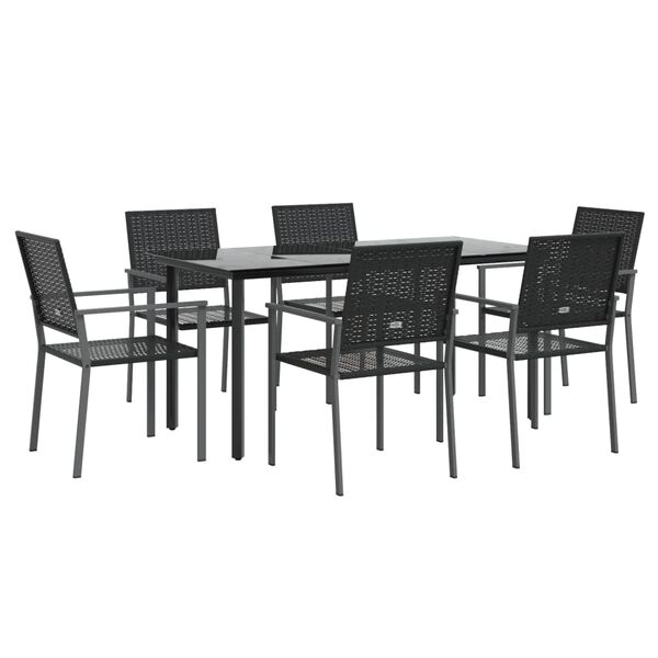 vidaXL 7 pcs conjunto de jantar p/ jardim vime PE e a&ccedil;o