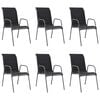 vidaXL Cadeiras de jardim empilh&aacute;veis 6 pcs a&ccedil;o e textilene preto