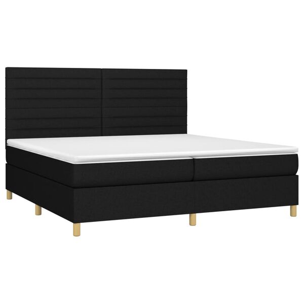vidaXL Cama box spring c/ colch&atilde;o e LED 200x200 cm tecido preto