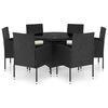 vidaXL 7 pcs conjunto de jantar para jardim vime PE preto