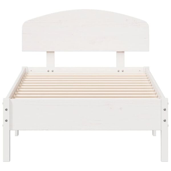 vidaXL Cama sem colch&atilde;o 90x190 cm madeira de pinho maci&ccedil;a branco