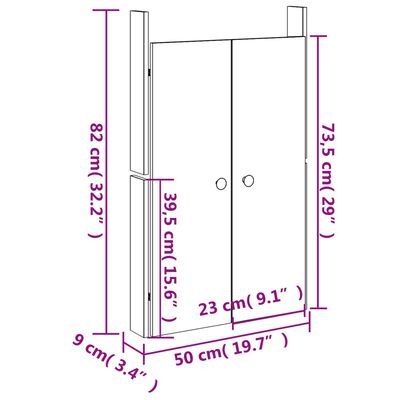 vidaXL Portas de cozinha para exterior 50x9x82 cm pinho maciço preto