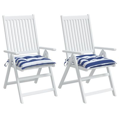 vidaXL Almofadões p/ cadeira 2pcs tecido oxford riscas azul/branco